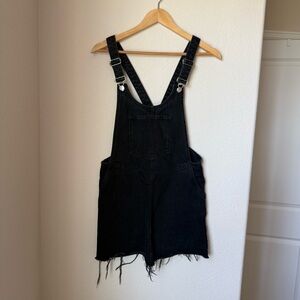 Zara Black Denim Overall Mini Dress – Size Small